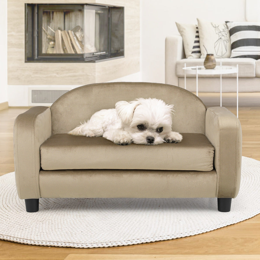 Velvet Pet Sofa Bed with Removable Cushion for Small Dogs & Cats