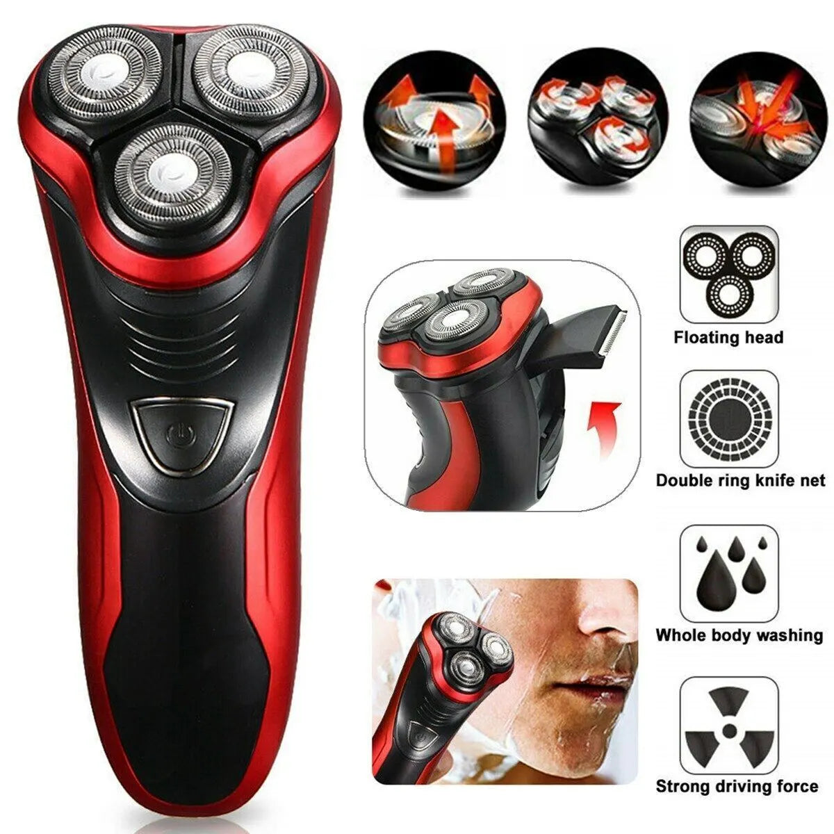 Men's Waterproof Rotary Electric Shaver with Pop-Up Trimmer