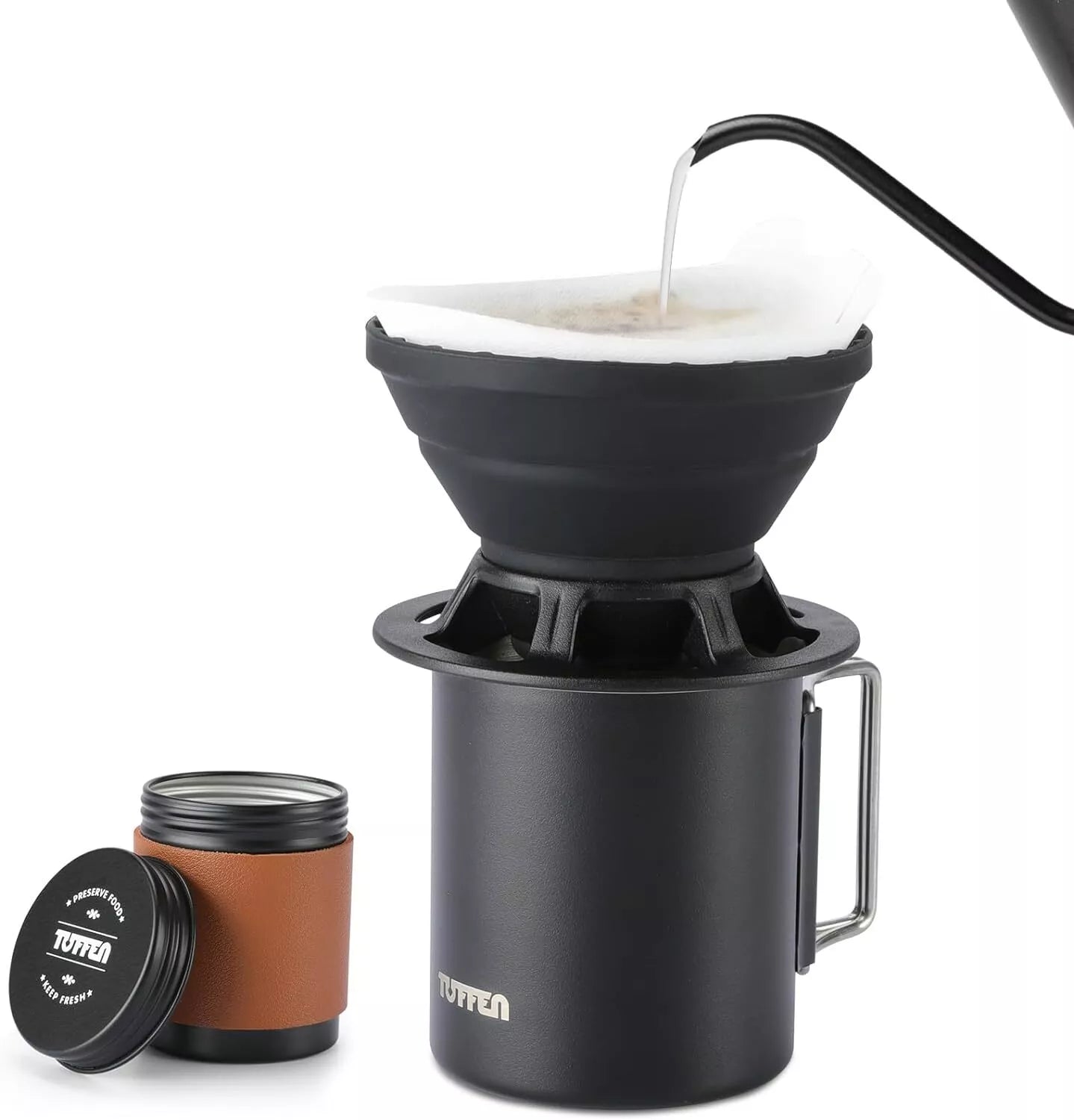 Pour Over Coffee Maker Set with Collapsible Filter