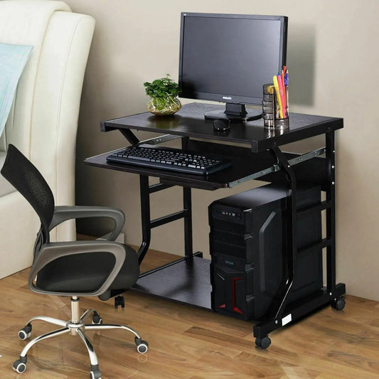 Computer Desk Laptop PC Table Home Office Workstation w/ Wheels