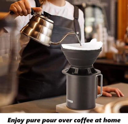 Pour Over Coffee Maker Set with Collapsible Filter