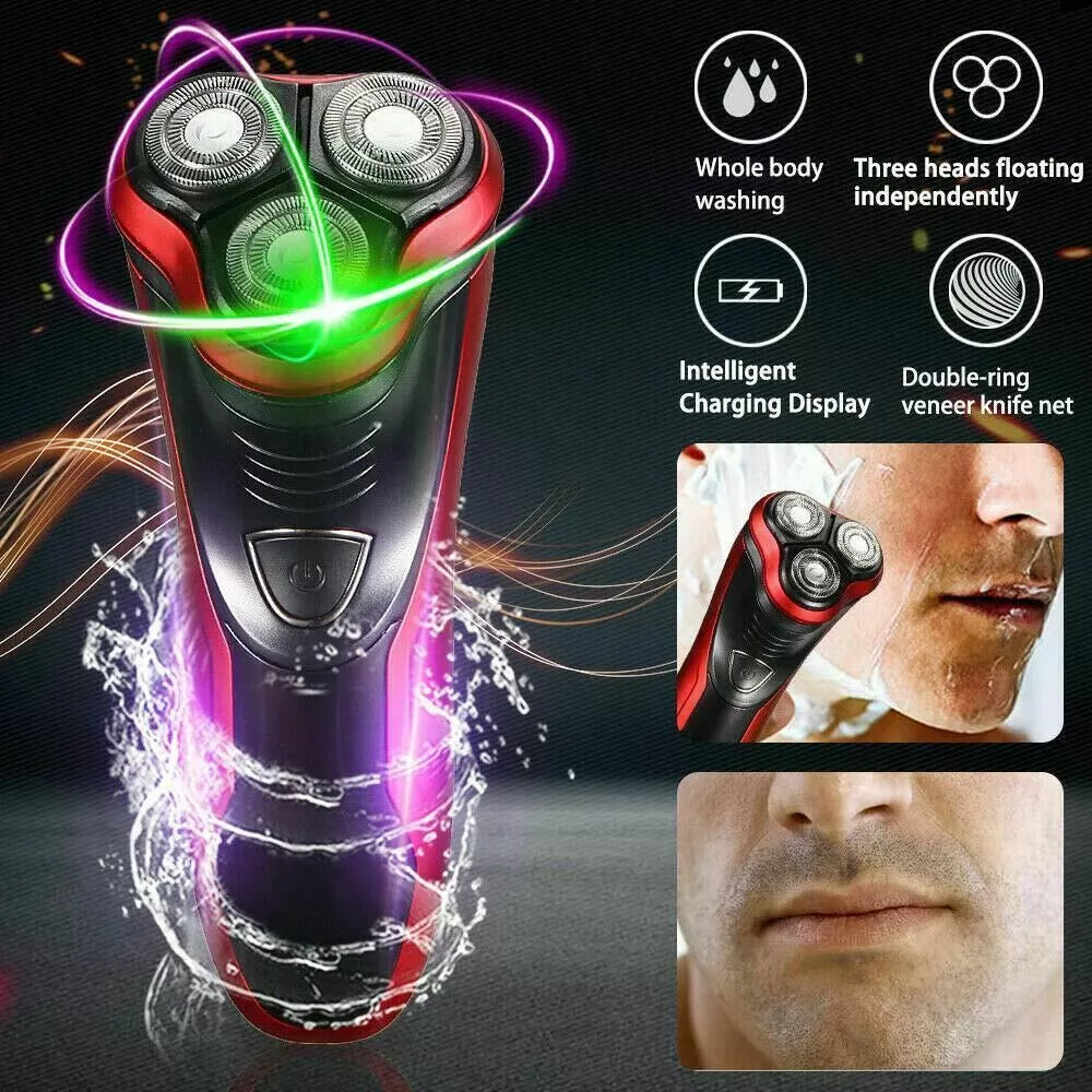 Men's Waterproof Rotary Electric Shaver with Pop-Up Trimmer