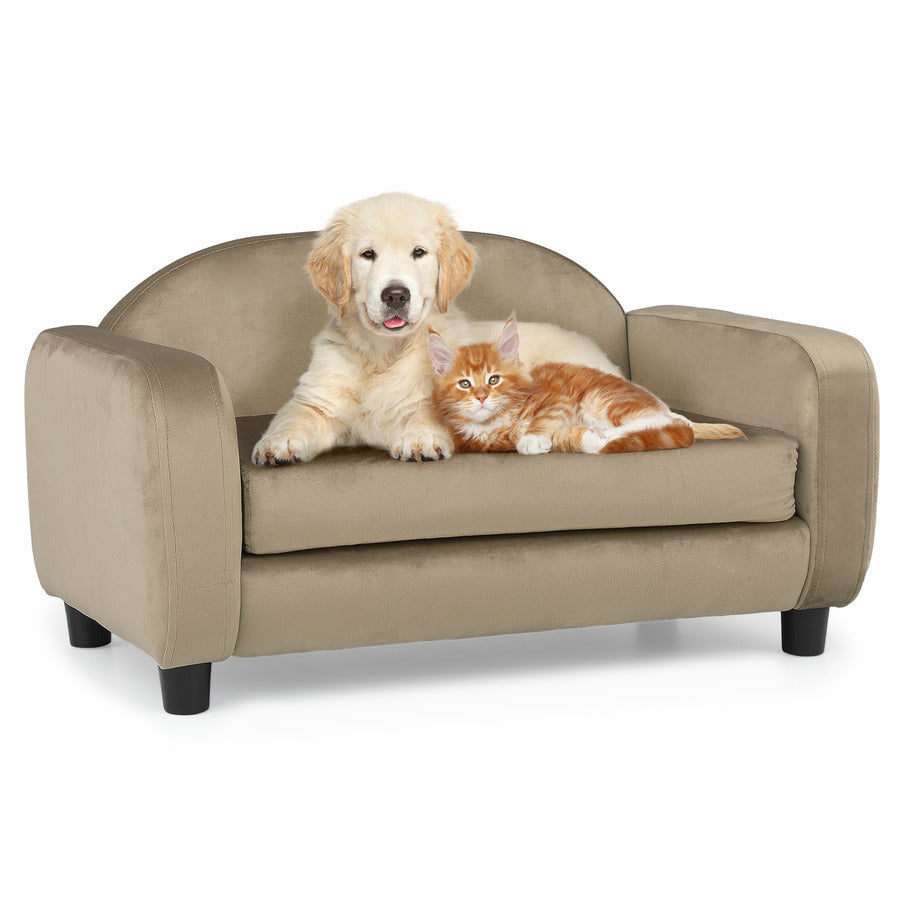 Velvet Pet Sofa Bed with Removable Cushion for Small Dogs & Cats