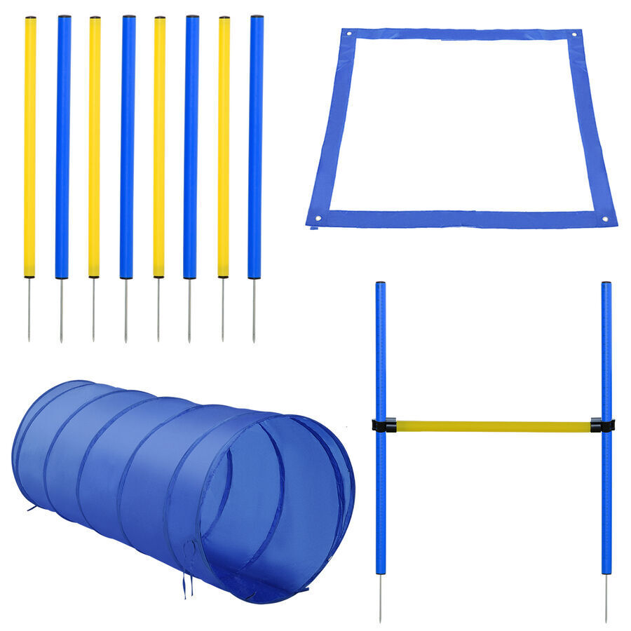 Complete Dog Agility Training Kit with Jumps, Tunnel, and Weave Poles