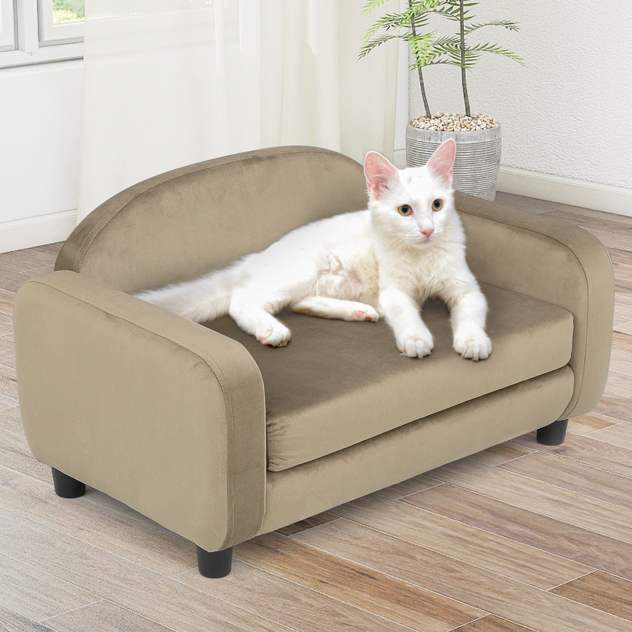 Velvet Pet Sofa Bed with Removable Cushion for Small Dogs & Cats