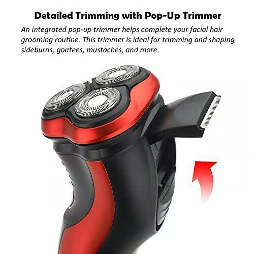 Men's Waterproof Rotary Electric Shaver with Pop-Up Trimmer