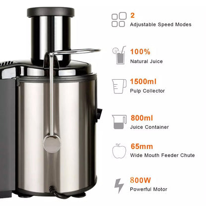 800W Electric Fruit & Vegetable Juicer High-Speed