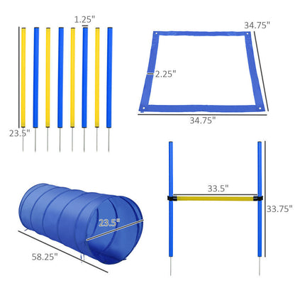 Complete Dog Agility Training Kit with Jumps, Tunnel, and Weave Poles