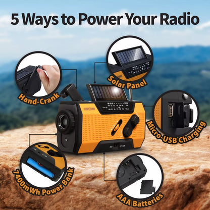 Solar Hand Crank Emergency Weather Radio with Power Bank