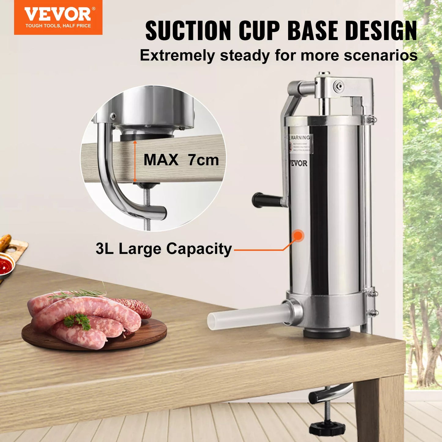 3L Vertical Sausage Stuffer Manual Meat Press