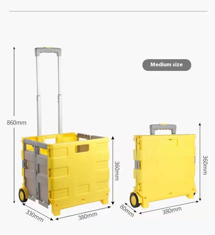 Multi-Purpose Foldable Plastic Cart with Lid and Adjustable Handle