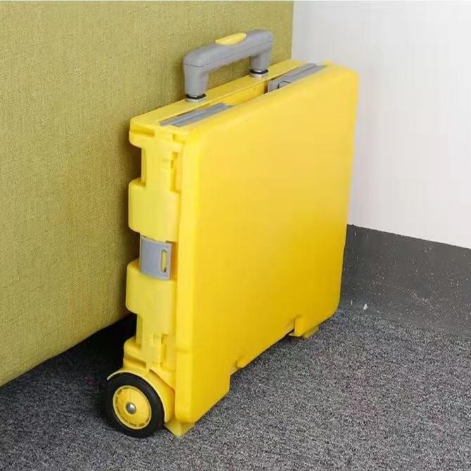 Multi-Purpose Foldable Plastic Cart with Lid and Adjustable Handle