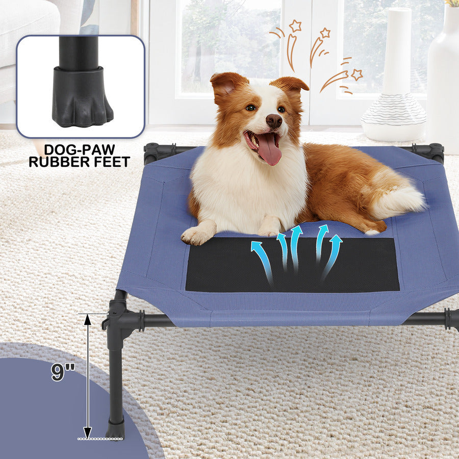 32" Elevated Dog Bed with Breathable Mesh & Removable Canopy