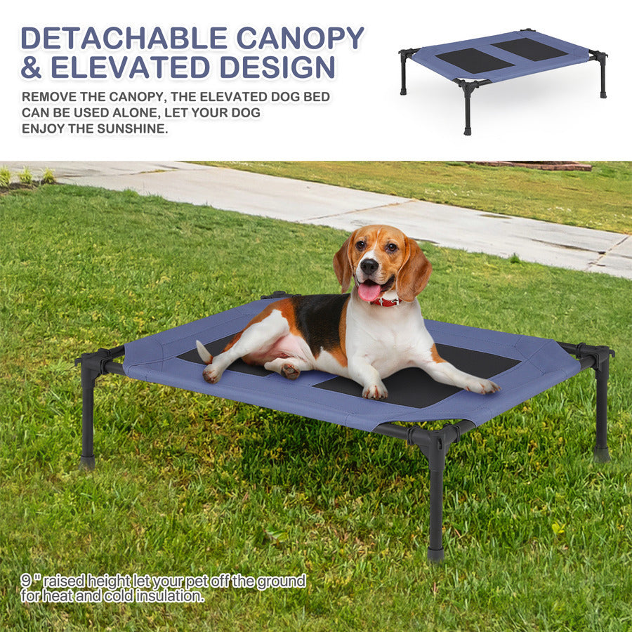 32" Elevated Dog Bed with Breathable Mesh & Removable Canopy