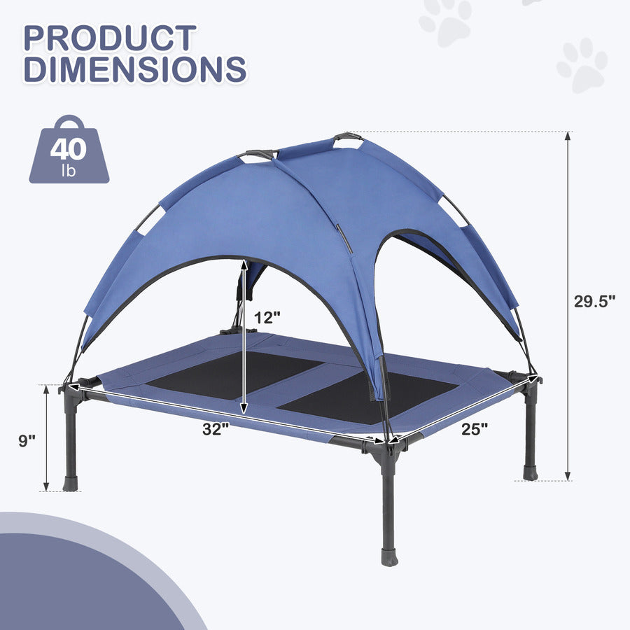 32" Elevated Dog Bed with Breathable Mesh & Removable Canopy