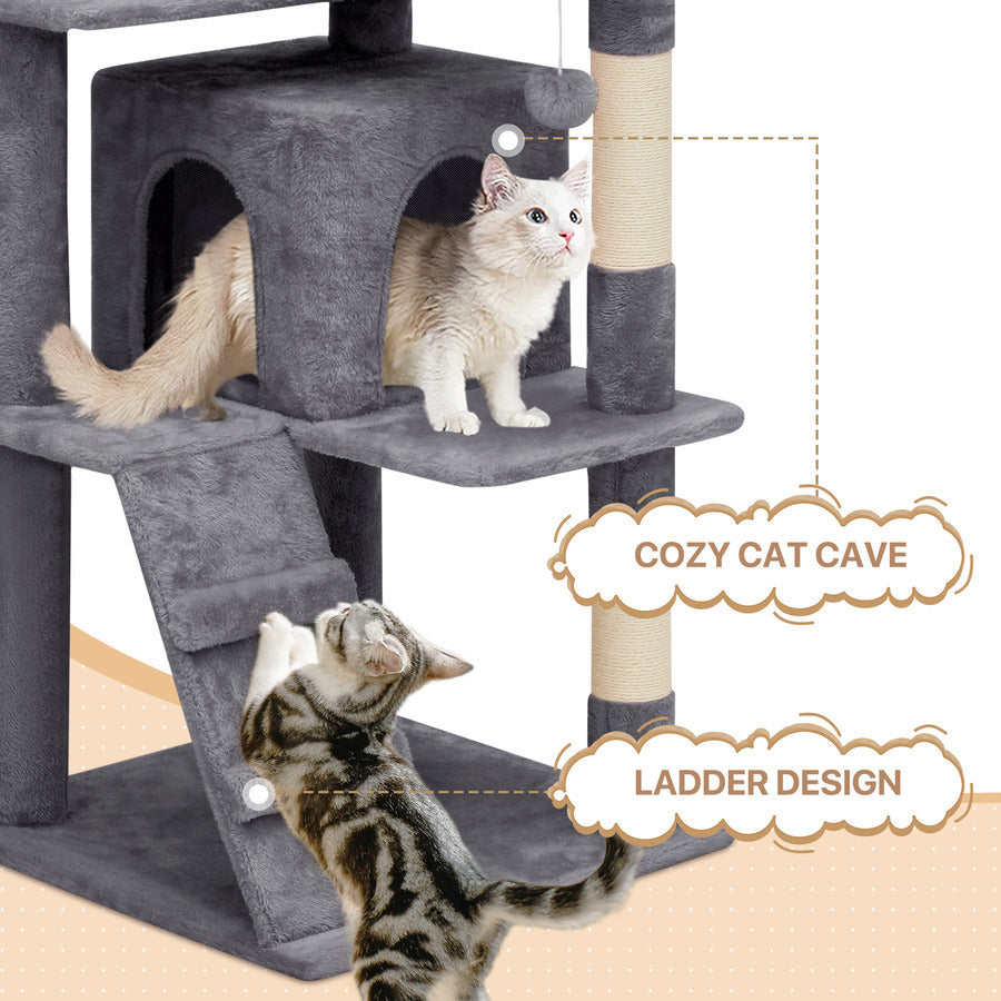 60" Cat Tree Tower with Multi-Level Condos and Scratching Posts