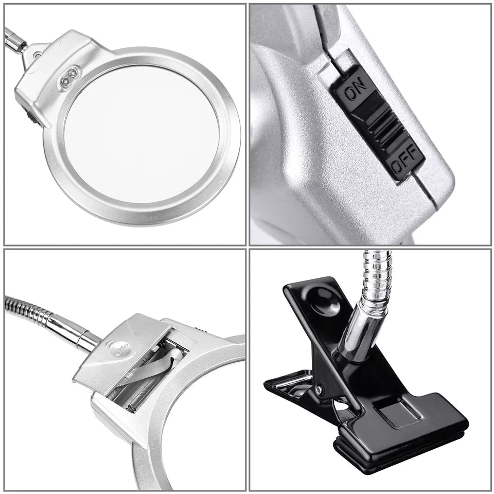 Flexible LED Magnifying Lamp with Clamp Desk Loupe