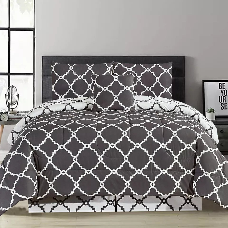 5-Piece Reversible Microfiber Comforter Set Twin Bedding