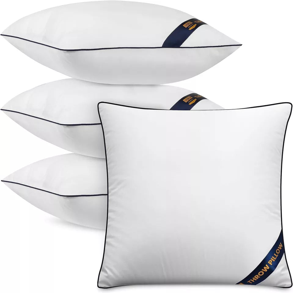 Set of 4 Plush Decorative Pillow Inserts 18x18 Inches