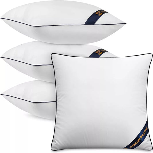 Set of 4 Plush Decorative Pillow Inserts 18x18 Inches